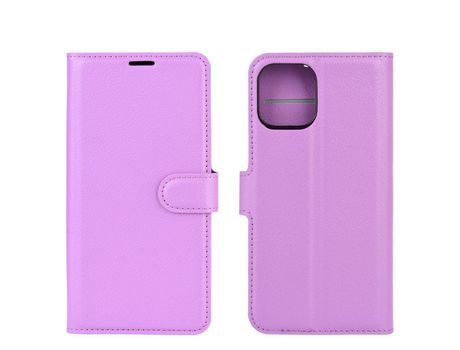 Carcasa PU textura de lichi con apoyo roxo por Apple iPhone 12 5.4