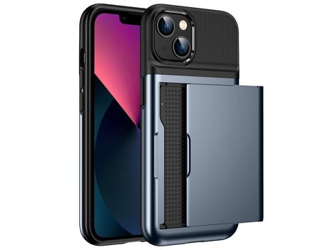 Funda TPU con suporte por tarjeta azul por iPhone 13 6.1