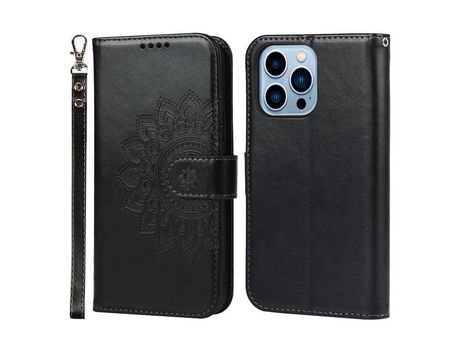 Funda PU costura cortada negro por iPhone 13 Pro 6.1