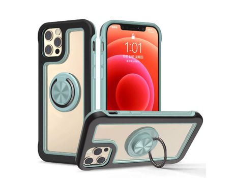 Funda TPU antiqueda con suporte giratório de 360° negro/verde finlandês por iPhone 12 Pro Max 6.7