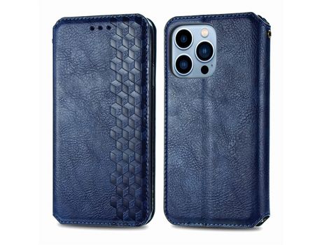 Funda PU + TPU patrón de diamante con fundo azul por iPhone 13 Pro 6.1