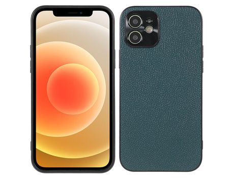 Funda de couro genuino textura Anti-lágrimas lichia verde por iPhone 12 6.1