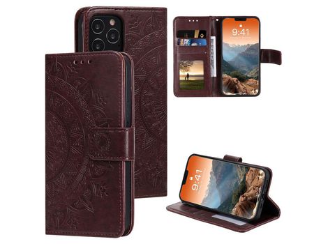 Carcasa PU flor imprint marrom por Apple iPhone 12 Max/Pro 6.1