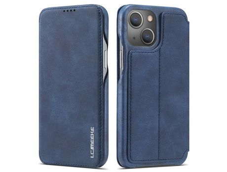 Funda PU LC.IMEEKE estilo retro con suporte y porta-tarjetas azul por iPhone 13 6.1