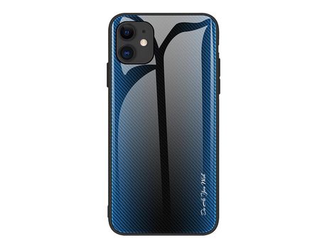 Carcasa TPU combinación de fibra de carbono y textura de vidrio azul claro por Apple iPhone 12 Max 6.1 /12 Pro 6.1