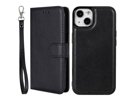 Funda PU + TPU 2 en 1 desmontable con suporte negro por iPhone 13 6.1