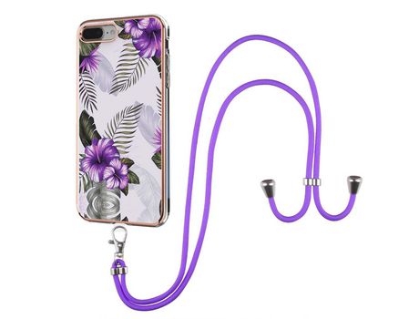 Funda TPU patrón vívido con bandolera de flores roxas por iPhone 8 Plus 5.5 inch/7 Plus 5.5 inch