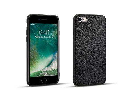 Carcasa TPU + PU piel de lichi negro por Apple iPhone 7/8