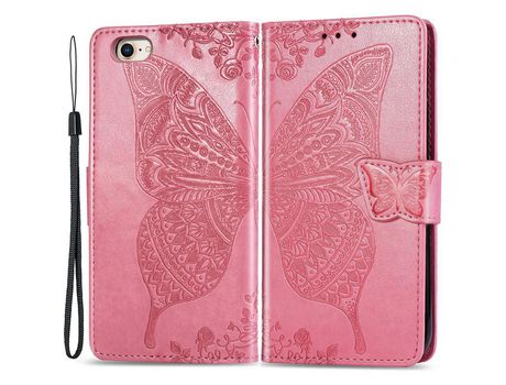 Funda PU patrón de mariposa y flor rosa por iPhone 7 4.7 /8 4.7 /SE (2020)/SE (2022)