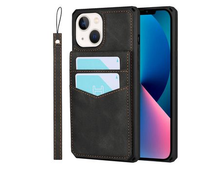 Funda TPU + PU Anti-lágrimas con muleta y poseedor del tarjeta negro por iPhone 13 6.1