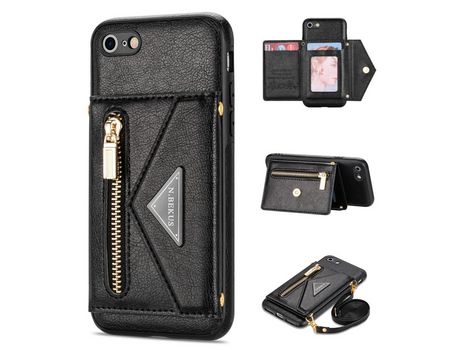 Funda PU N.BEKUS a prueba de choques con muleta y tanga negro por iPhone 7/8 4.7 /SE (2nd Gen)