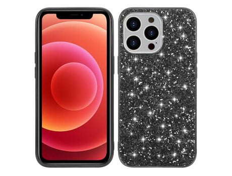 Funda TPU lantejoulas brilhantes galvanizado híbrido negro por iPhone 13 Pro Max 6.7