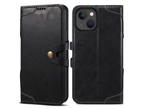 Funda PU fechamento de botón negro por iPhone 13 mini 5.4