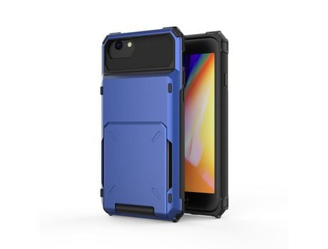 Carcasa TPU flip híbrido con suporte por tarjeta azul por Apple iPhone SE (2nd Gen)/8/7 4.7