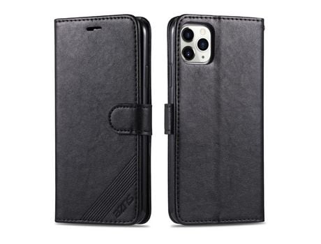 Carcasa PU con apoyo negro por Apple iPhone 12 Pro Max 6.7