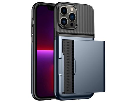 Funda TPU con suporte por tarjeta azul por iPhone 13 Pro Max 6.7