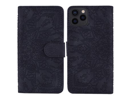 Funda PU + TPU patrón de flor estilo livro magnético con suporte negro por iPhone 13 Pro Max 6.7