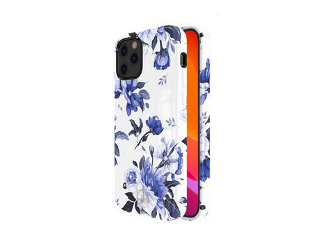 Carcasa TPU con a folha magnética branco/flores azuis por Apple iPhone 12 Max/12 Pro 6.1