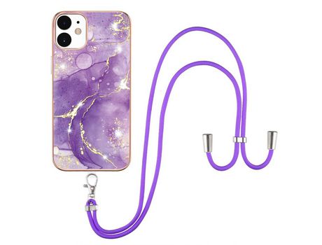 Funda TPU a prueba de choques galvanoplastia de mármol púrpura por iPhone 12/12 Pro 6.1