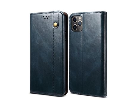 Carcasa PU cera de aceite caballo louco auto-absorbido azul por Apple iPhone 11 Pro Max 6.5
