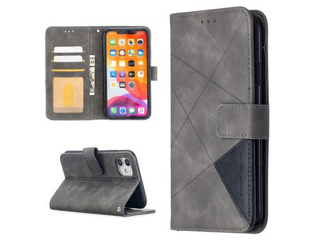 Carcasa PU textura geométrica con apoyo Gris por Apple iPhone 11 6.1