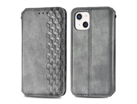 Funda PU + TPU magnético autoabsorbente con fundo cinza por iPhone 13 mini 5.4