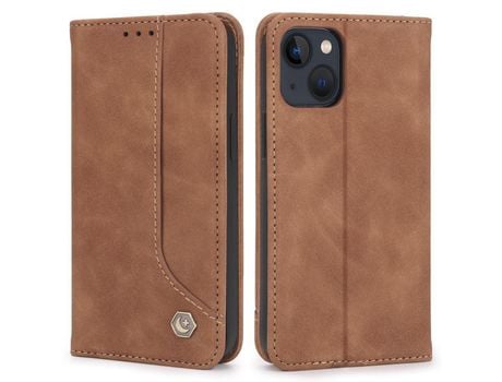 Funda PU absorción magnética con soporte marrón por iPhone 13 mini 5.4