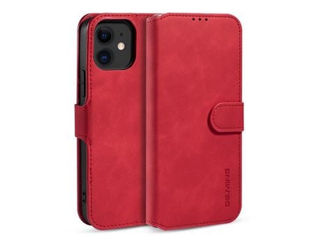 Carcasa PU estilo retro con apoyo rojo por Apple iPhone 12 5.4