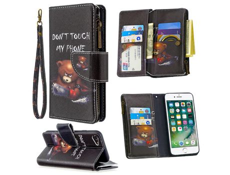 Carcasa PU estante de impresión patrón polilla feroz por Apple iPhone SE (2nd Gen)/8/7