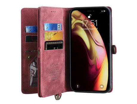 Funda PU magnético con soporte rojo por iPhone XS Max 6.5