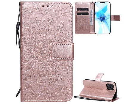 Carcasa PU con impresión de patrón de girassol con apoyo ouro rosa por Apple iPhone 12/12 Pro