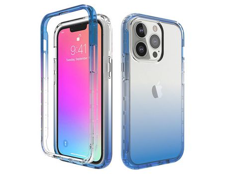Funda TPU transparente anti-queda cor gradiente azul claro por iPhone 13 Pro 6.1
