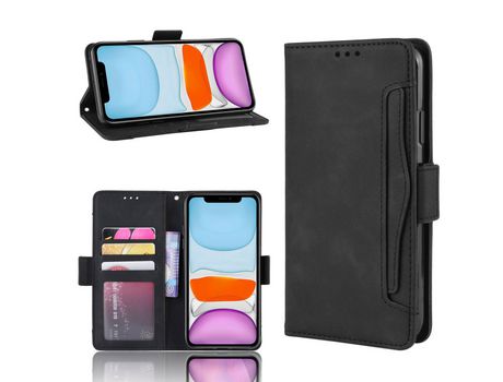 Carcasa PU con varios titulares de tarjeta negro por Apple iPhone 12 Pro Max 6.7
