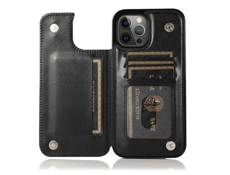 Funda TPU + PU magnético patrón de flores Anti-lágrimas con suporte y suporte de tarjeta negro por iPhone 13 Pro 6.1