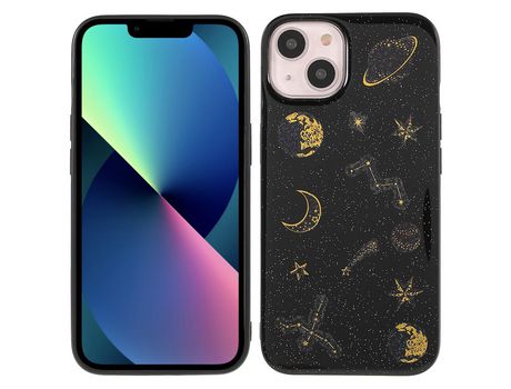Funda TPU patrón de adesivos de estrelas y planetas negro por iPhone 13 6.1