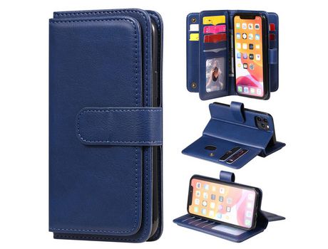 Carcasa PU multifuncional con 10 titulares de tarjeta azul por Apple iPhone 11 Pro 5.8