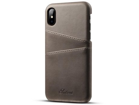 Funda TPU + PU a prueba de choques con slots de tarjeta cinza por iPhone X/XS 5.8