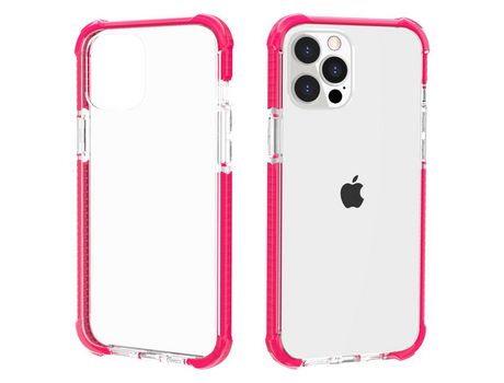 Funda de acrílico quatro cantos engrossado transparente rosado a prueba de choques por iPhone 13 Pro 6.1