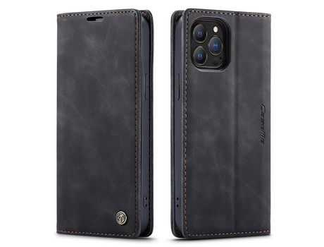Funda PU + TPU CASEME con suporte negro por iPhone 13 Pro Max 6.7