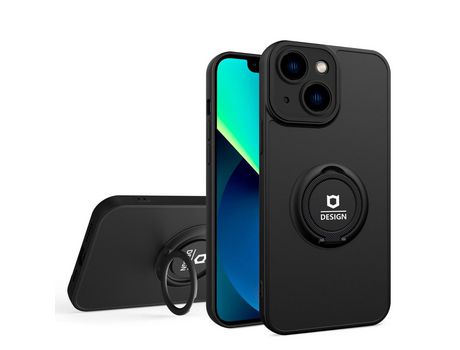 Funda TPU con suporte por anillos y proteccion da lente da câmara negro negro por iPhone 13 6.1