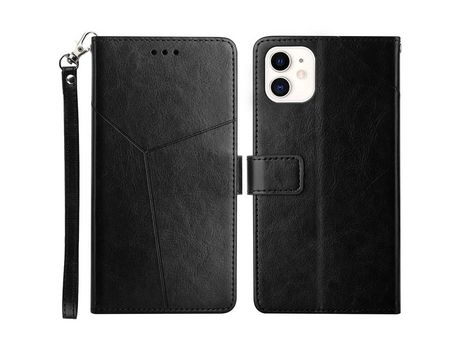 Funda PU patrón de linha en forma de y negro por iPhone 12 mini 5.4