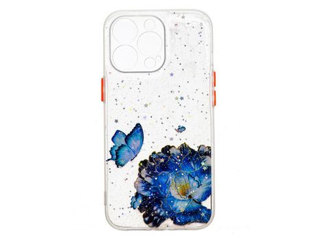 Funda TPU Anti-lágrimas mariposa azul por iPhone 13 Pro Max 6.7
