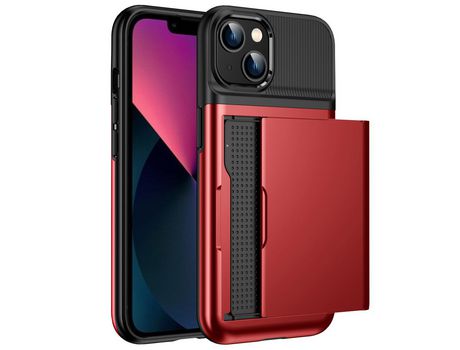Funda TPU con suporte por tarjeta rojo por iPhone 13 6.1