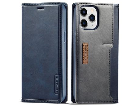 Funda PU + TPU LC.IMEEKE laço magnético con suporte de tarjeta azul por iPhone 13 Pro 6.1