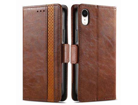 Funda PU CASENEO Anti-lágrimas castanho escuro por iPhone XR 6.1