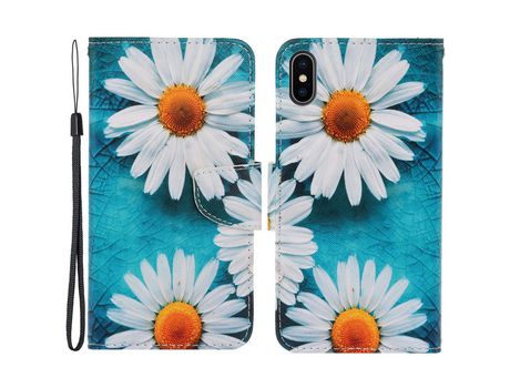 Funda PU con suporte magnético Margaridas por iPhone X/XS 5.8