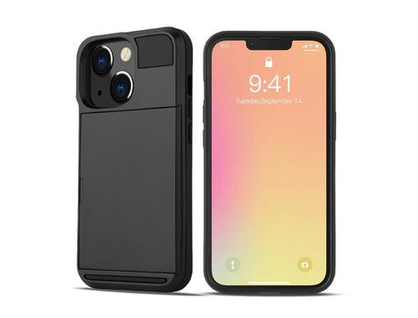 Funda TPU híbrido con poseedor de tarjeta negro por iPhone 13 Pro Max 6.7