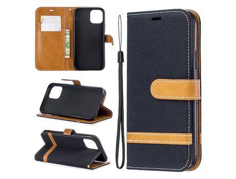 Carcasa PU pano de jeans de colores sortidas negro por Apple iPhone XS/X 5.8 pouces (2019)