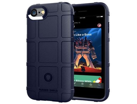 Carcasa TPU piel quadrada robusta anti-choque azul por Apple iPhone SE (2nd Gen)/8/7 4.7