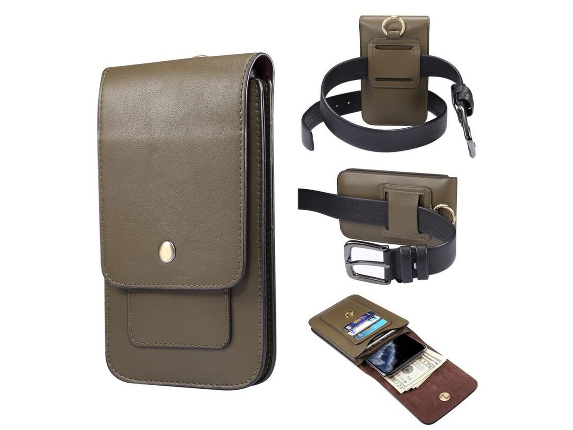 Carcasa PU Clipe de cinto universal resistente ao desgaste de 4,7-5,5 pulgadas verde por Apple iPhone Samsung Huawei
